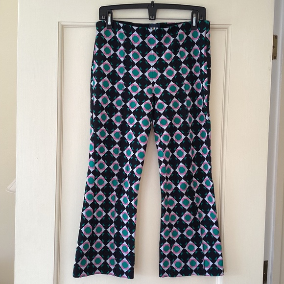 Maeve by Anthropologie The Margot Kick Flare Cropped Pants Stretch Geometric - Picture 3 of 14